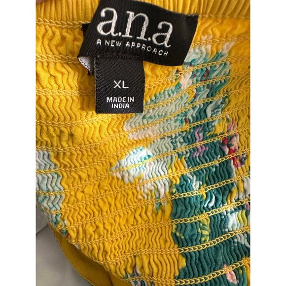 A.N.A Floral Yellow Sundress – XL – Adjustable Straps, Smocked Back - Picture 3 of 4